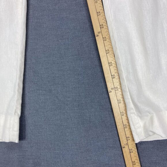 Norma Kamali Linen Pants Womens XL Ivory Straight Leg Breathable Casual Comfort - Picture 12 of 13